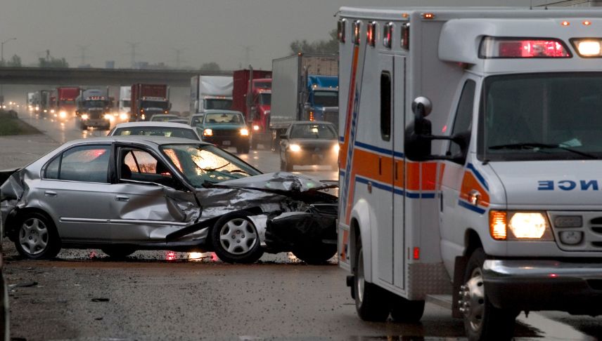 car accident crash on rainy weather