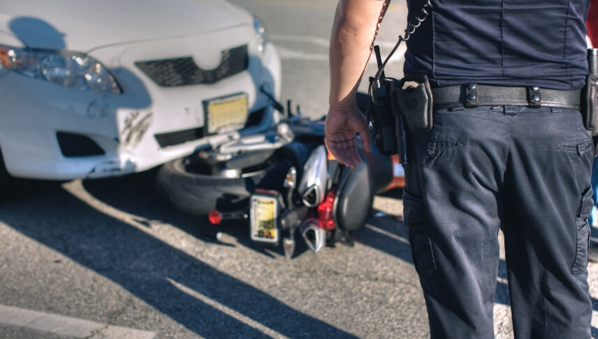 motorcycle and car crash