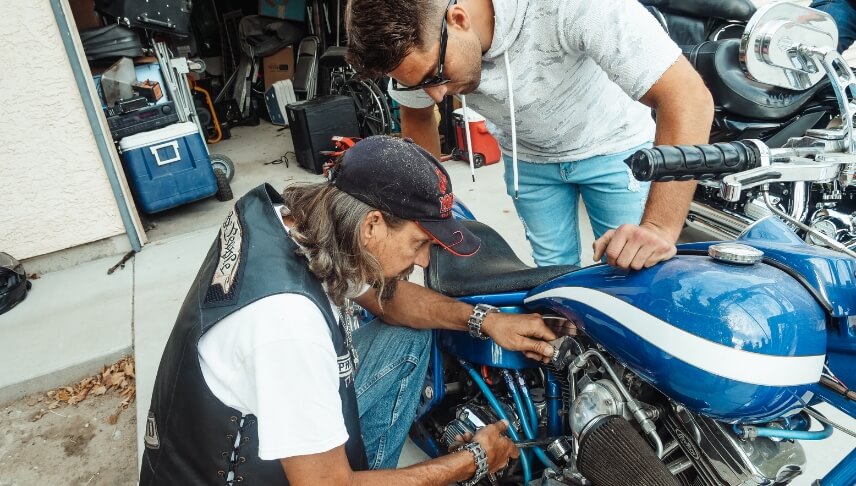 repairing a motorcycle