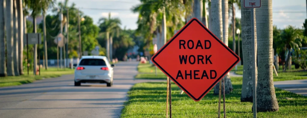 road work ahead signage